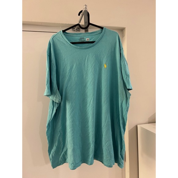 Polo Ralph Lauren Mens XXL Turquoise Blue Yellow Pony Logo Crewneck T-Shirt - Picture 3 of 8